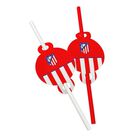 Straws stripes and crest red background 6 pieces